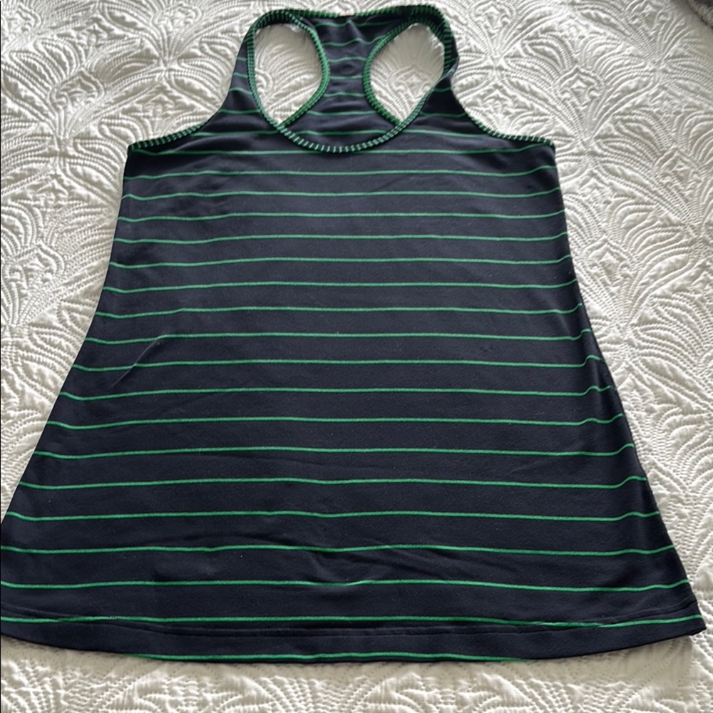 Navy and Green Striped Women's Tank Top LuLu Lemon